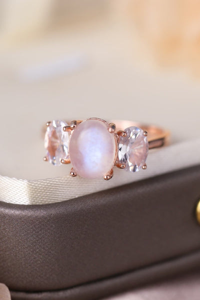 High Quality Natural Moonstone 925 Sterling Silver Three Stone Ring Southern Soul Collectives