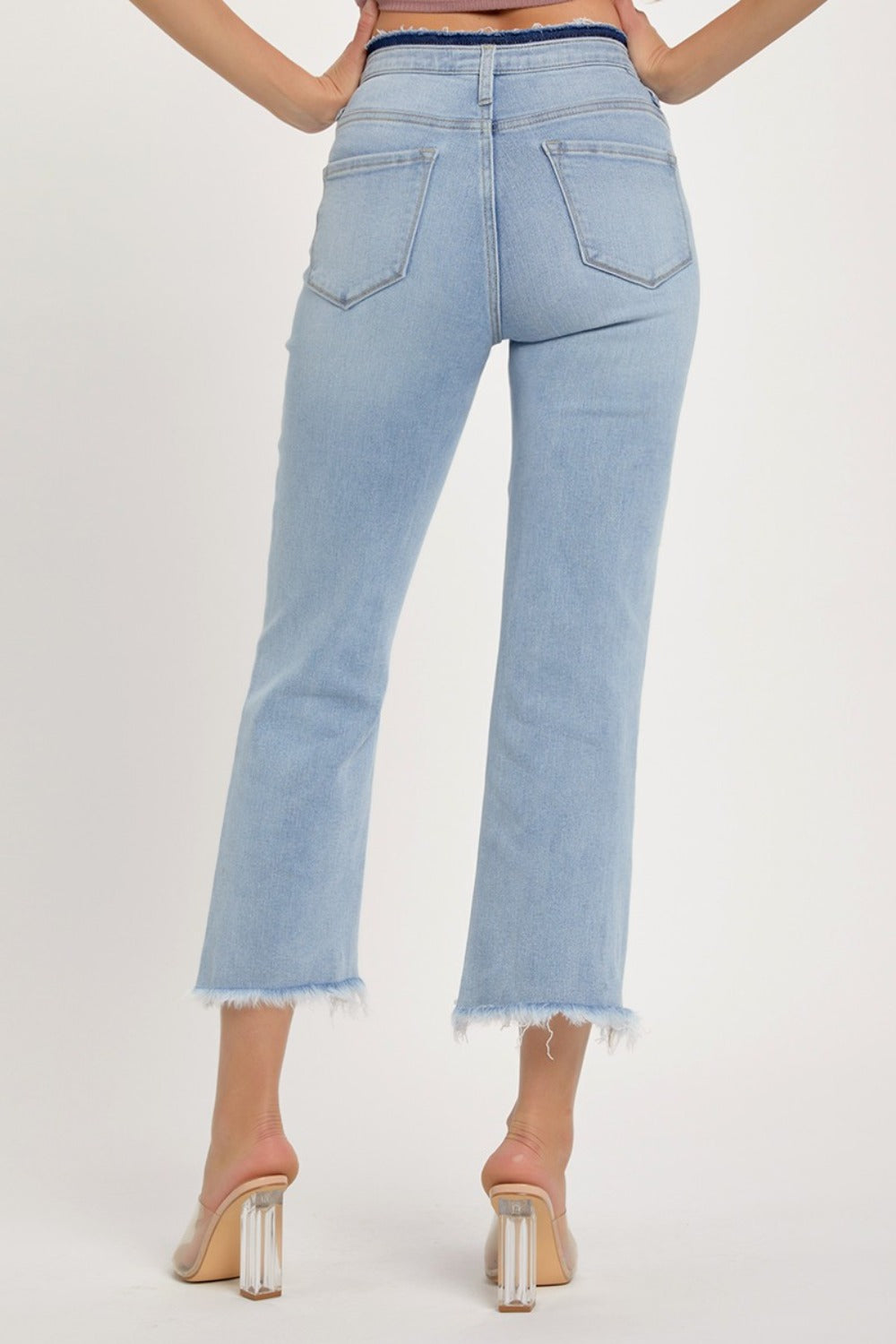 RISEN Full Size High Rise Raw Edge Crop Jeans Southern Soul Collectives