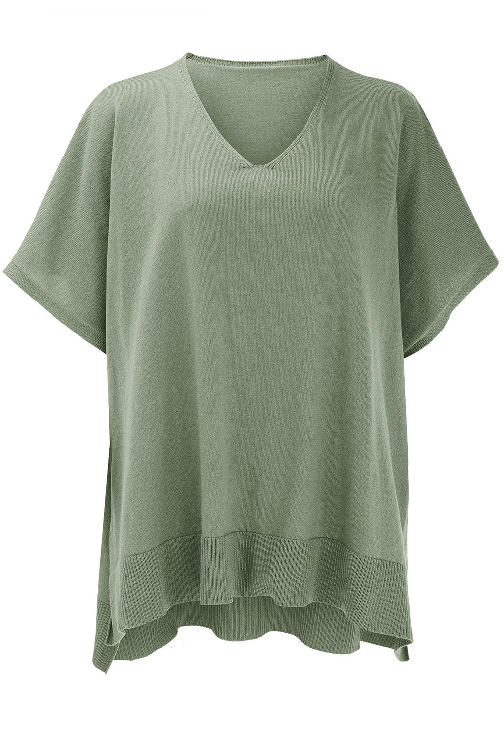 Slit V-Neck Half Sleeve Knit Top Southern Soul Collectives