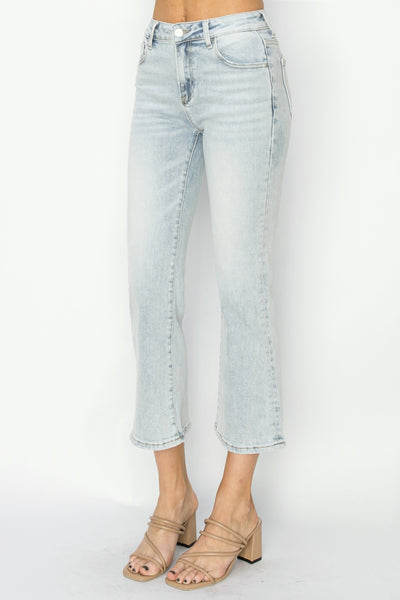 RISEN Mid Rise Cropped Flare Jeans Southern Soul Collectives