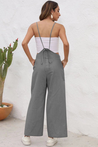 Tie Back Sleeveless Wide Leg Jumpsuit Southern Soul Collectives