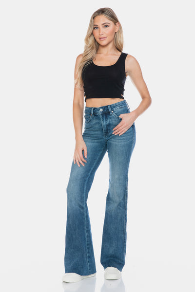 Judy Blue Full Size Tummy Control Cut Hem Flare Jeans Southern Soul Collectives