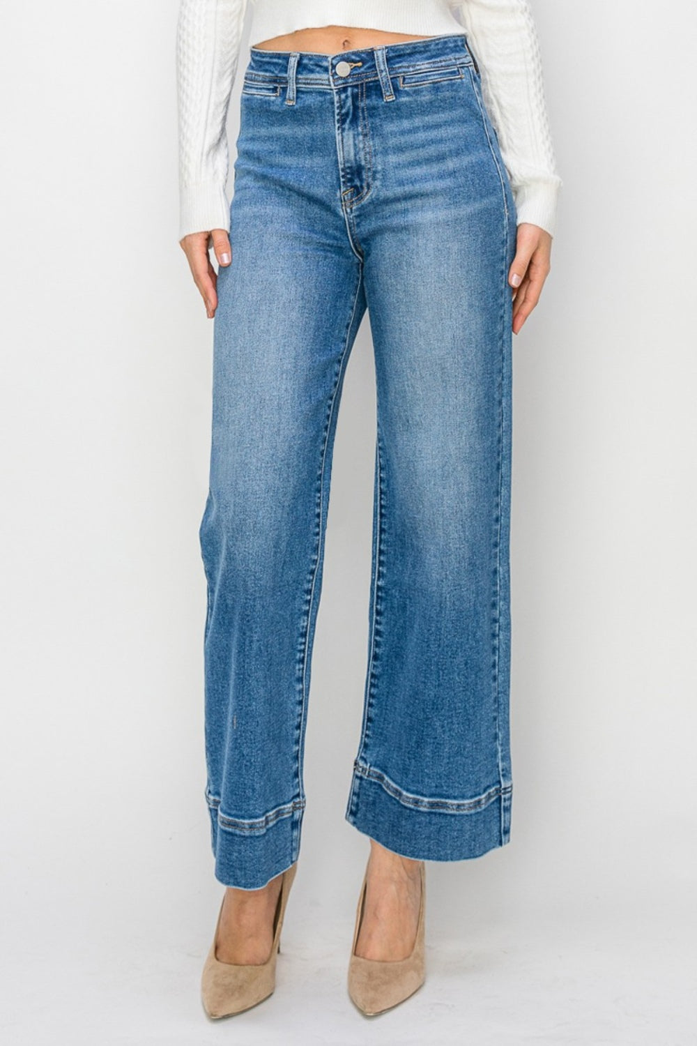 Risen Full Size High Rise Wide Leg Jeans Southern Soul Collectives