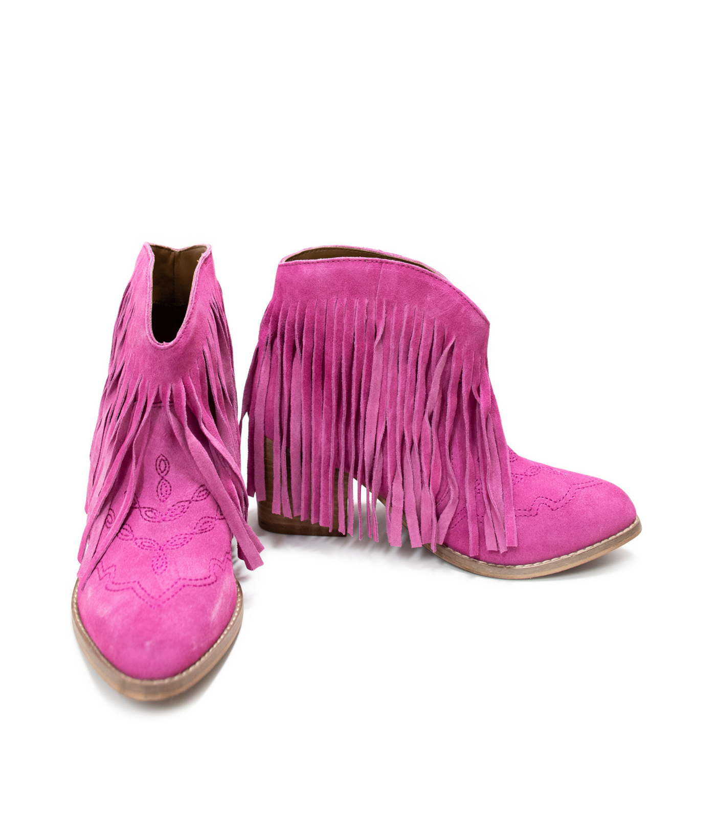 Amos Fringe Ankle Bootie in Magenta Suede Southern Soul Collectives