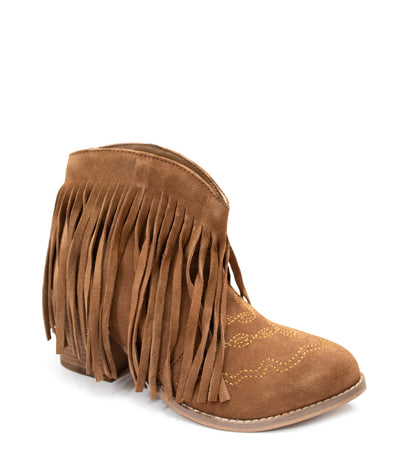 Amos Fringe Ankle Bootie in Tan Suede Southern Soul Collectives