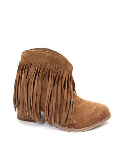 Amos Fringe Ankle Bootie in Tan Suede Southern Soul Collectives