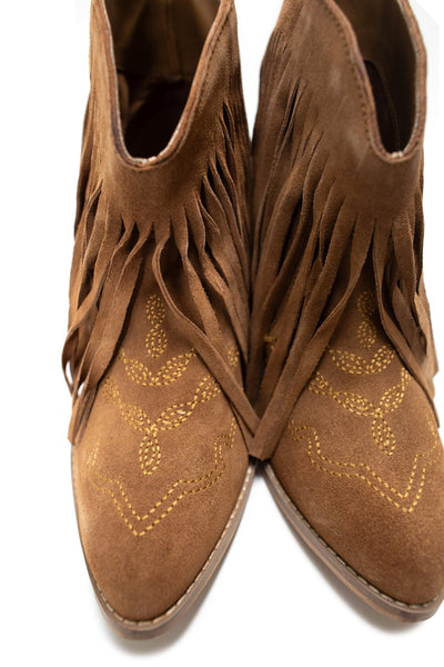 Amos Fringe Ankle Bootie in Tan Suede Southern Soul Collectives