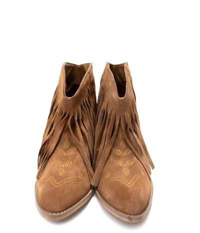 Amos Fringe Ankle Bootie in Tan Suede Southern Soul Collectives