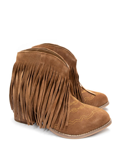 Amos Fringe Ankle Bootie in Tan Suede Southern Soul Collectives