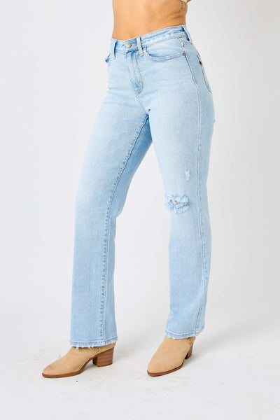 Judy Blue Full Size High Waist Distressed Straight Jeans Southern Soul Collectives