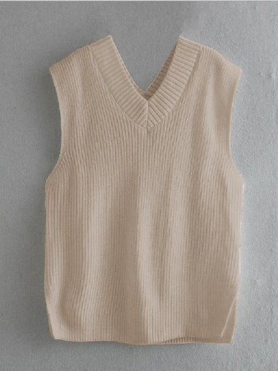 Ribbed V-Neck Sleeveless Sweater Vest Southern Soul Collectives