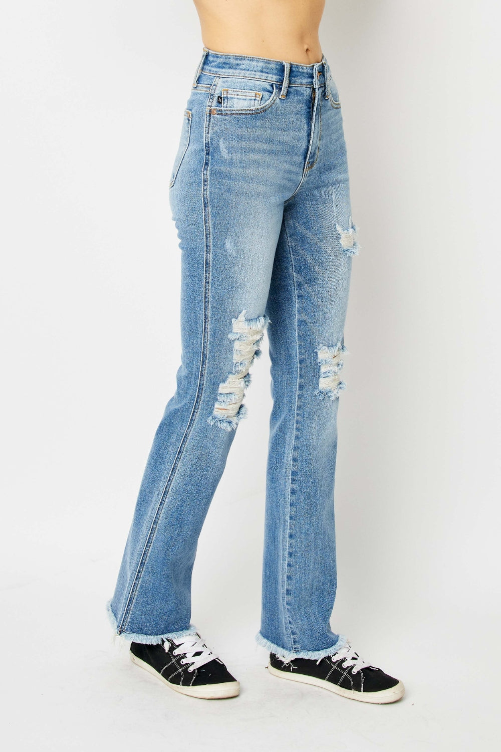 Judy Blue Distressed Raw Hem Bootcut Jeans Southern Soul Collectives