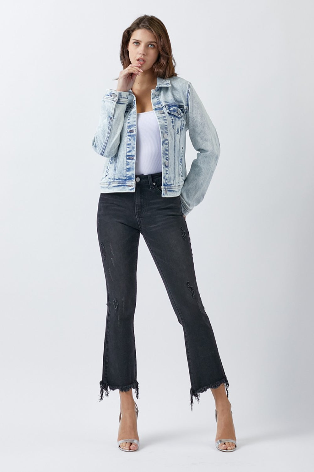 RISEN Button Up Washed Denim Jacket Southern Soul Collectives