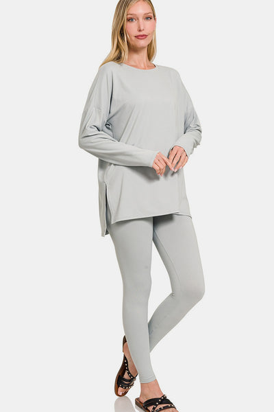 Zenana Full Size Brushed Microfiber Top and Leggings Lounge Set Southern Soul Collectives