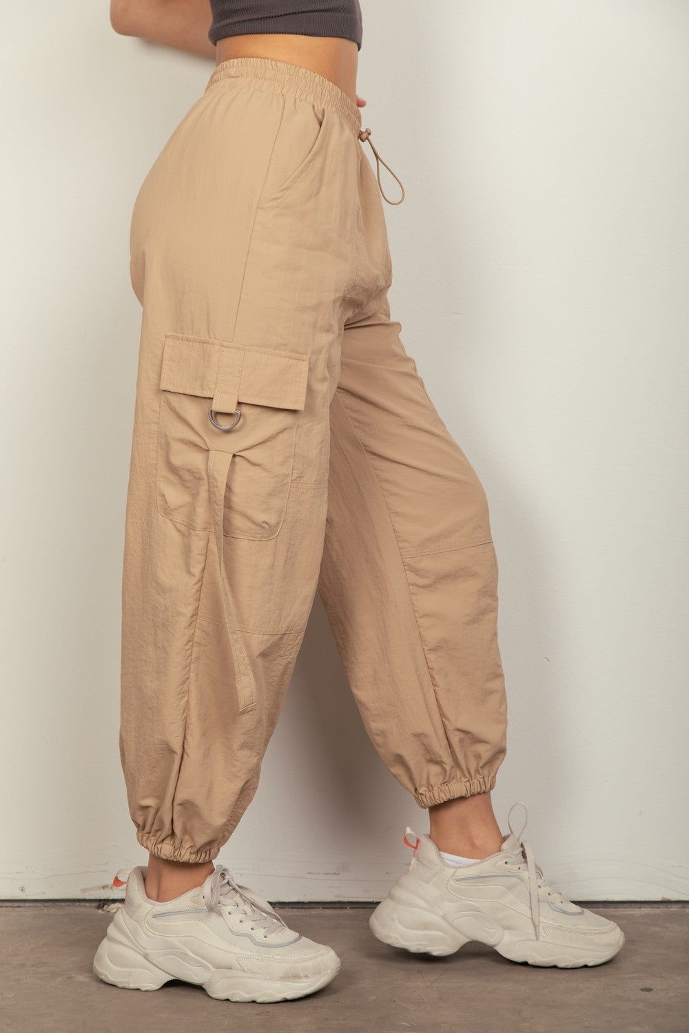 VERY J Elastic Waist Woven Cargo Pants Southern Soul Collectives