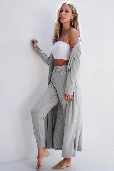 Open Front Long Sleeve Cardigan and Pants Lounge Set Southern Soul Collectives