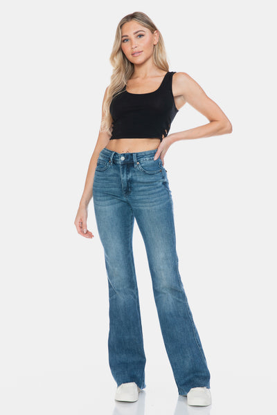 Judy Blue Full Size Tummy Control Cut Hem Flare Jeans Southern Soul Collectives