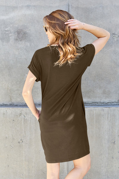 Basic Bae Full Size Round Neck Short Sleeve Dress with Pockets Southern Soul Collectives