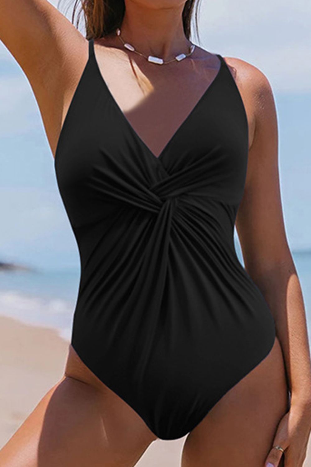 Twisted Crisscross V-Neck One-Piece Swimwear Southern Soul Collectives