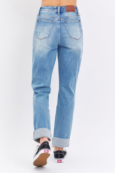 Judy Blue Full Size Distressed Straight Jeans with Patch Pockets Southern Soul Collectives