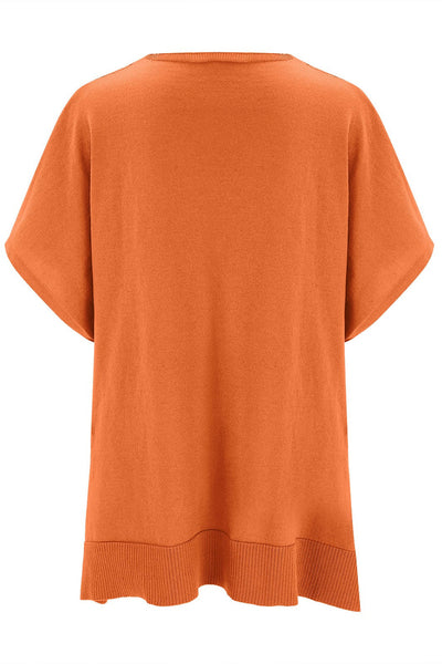 Slit V-Neck Half Sleeve Knit Top Southern Soul Collectives