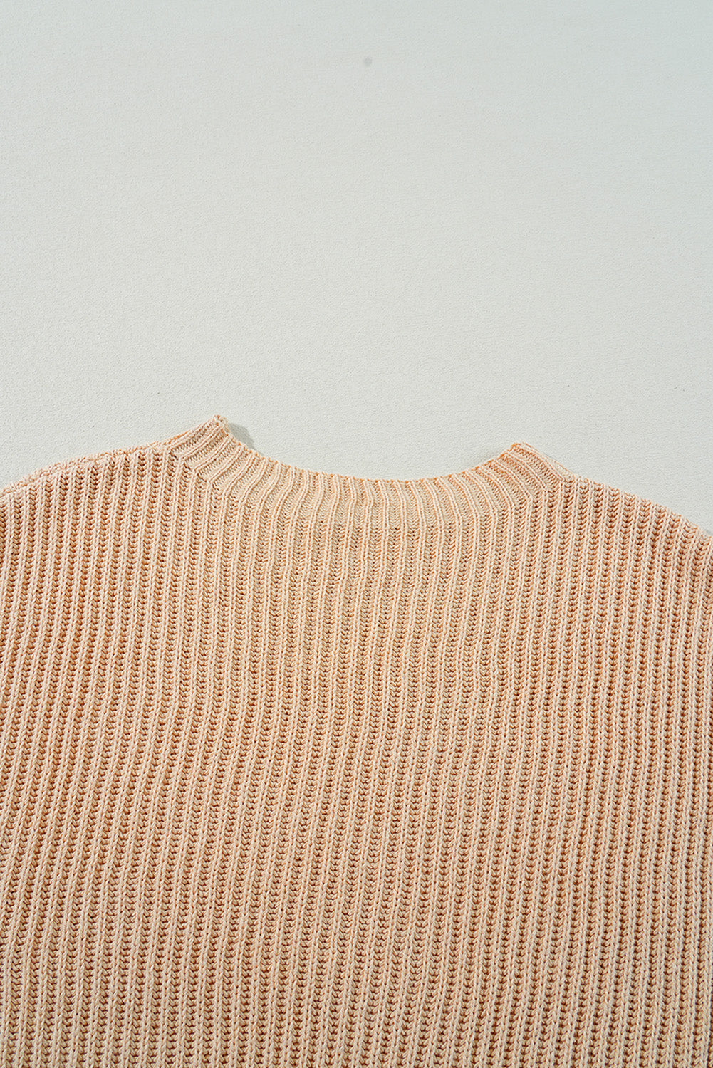 Side Slit Round Neck Long Sleeve Sweater in Tan Southern Soul Collectives