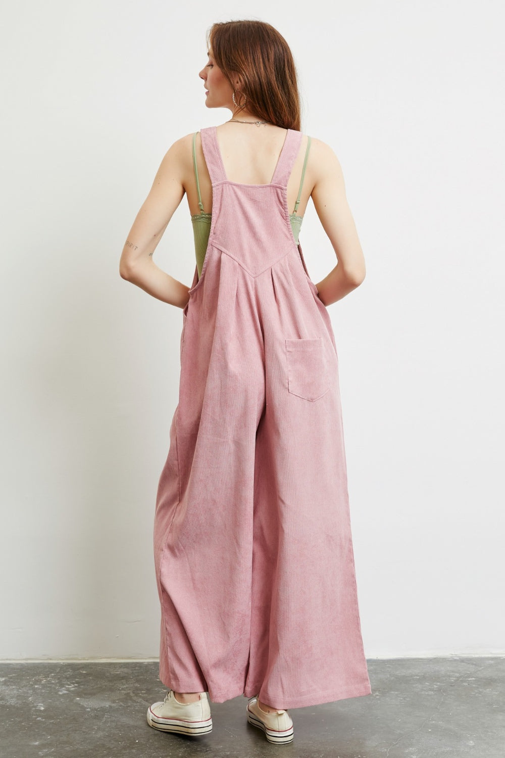 Summer Days Corduroy Sleeveless Wide-Leg Overalls in Powder Pink Southern Soul Collectives