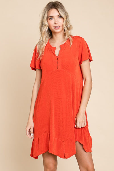 Culture Code Full Size Notched Short Sleeve Dress Southern Soul Collectives