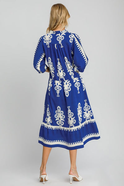 Umgee Printed Notched Midi Dress Southern Soul Collectives