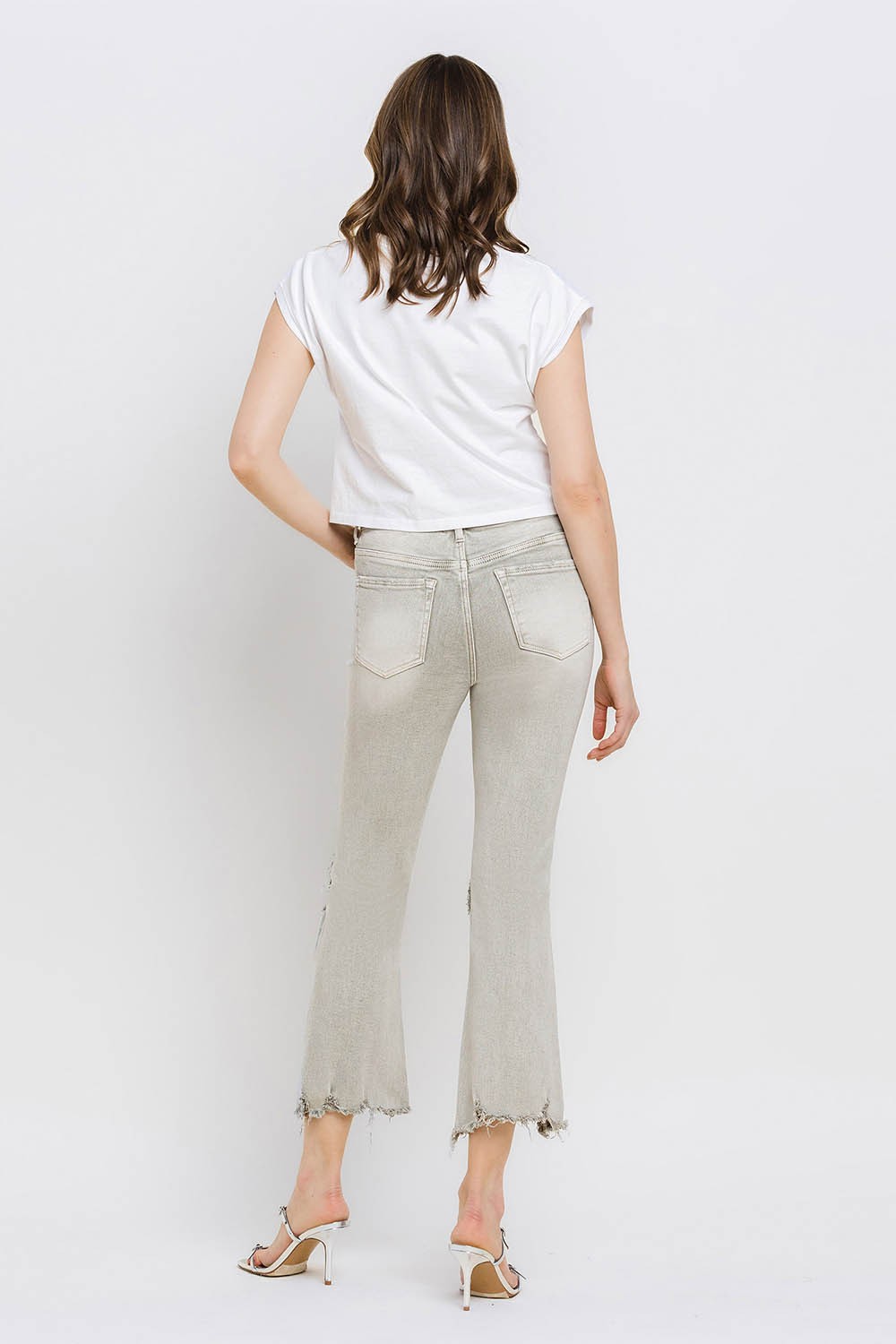 Lovervet Distressed Raw Hem Cropped Flare Jeans Southern Soul Collectives