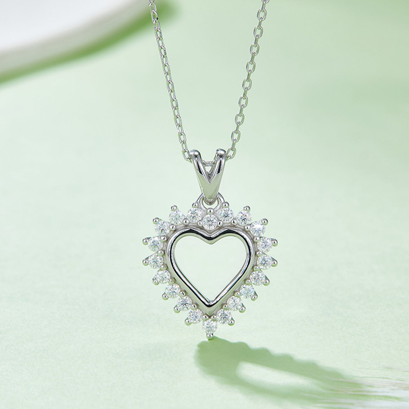 Moissanite 925 Sterling Silver Heart Pendant Necklace Southern Soul Collectives