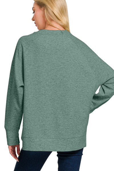 Zenana Scuba Round Neck Side Slit Sweatshirt Southern Soul Collectives