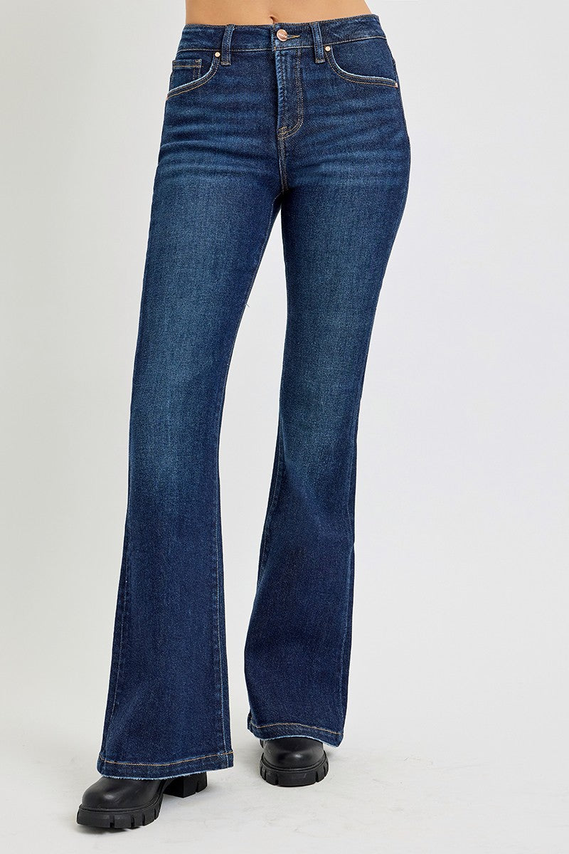 RISEN Full Size High Rise Flare Jeans with Pockets Southern Soul Collectives