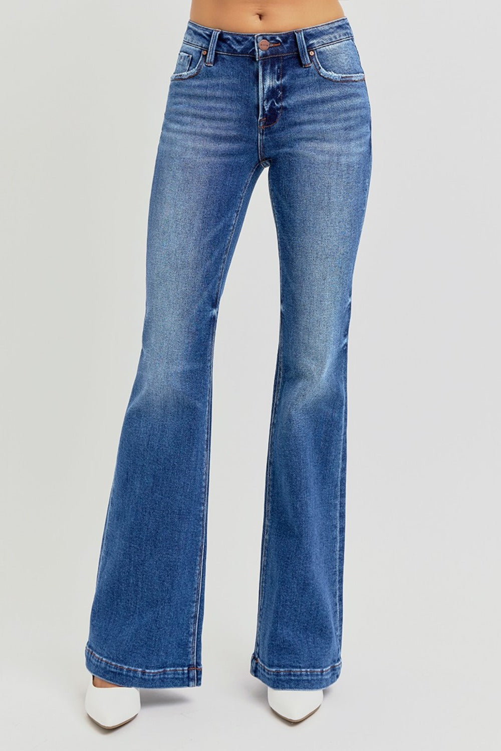 RISEN Low Rise Flare Jeans with Pockets Southern Soul Collectives