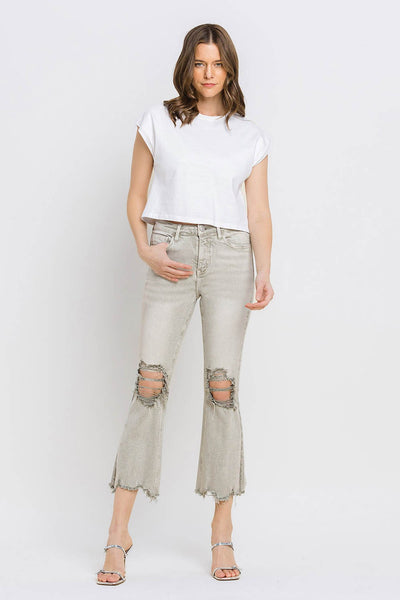 Lovervet Distressed Raw Hem Cropped Flare Jeans Southern Soul Collectives