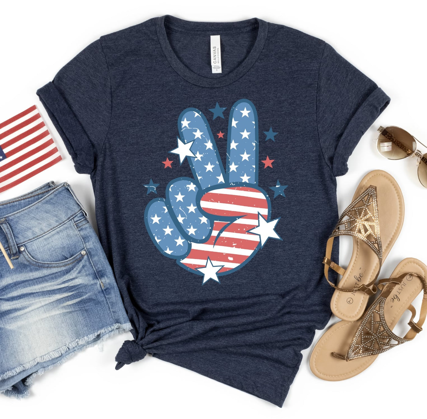 Americana Peace Hand Graphic T-shirt