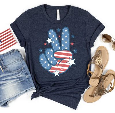 Americana Peace Hand Graphic T-shirt - Southern Soul Collectives