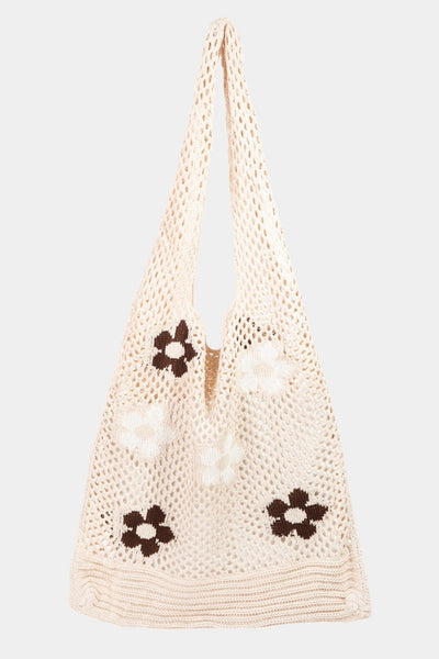 Fame Flower Pattern Knitted Tote Bag in Two Colors Southern Soul Collectives