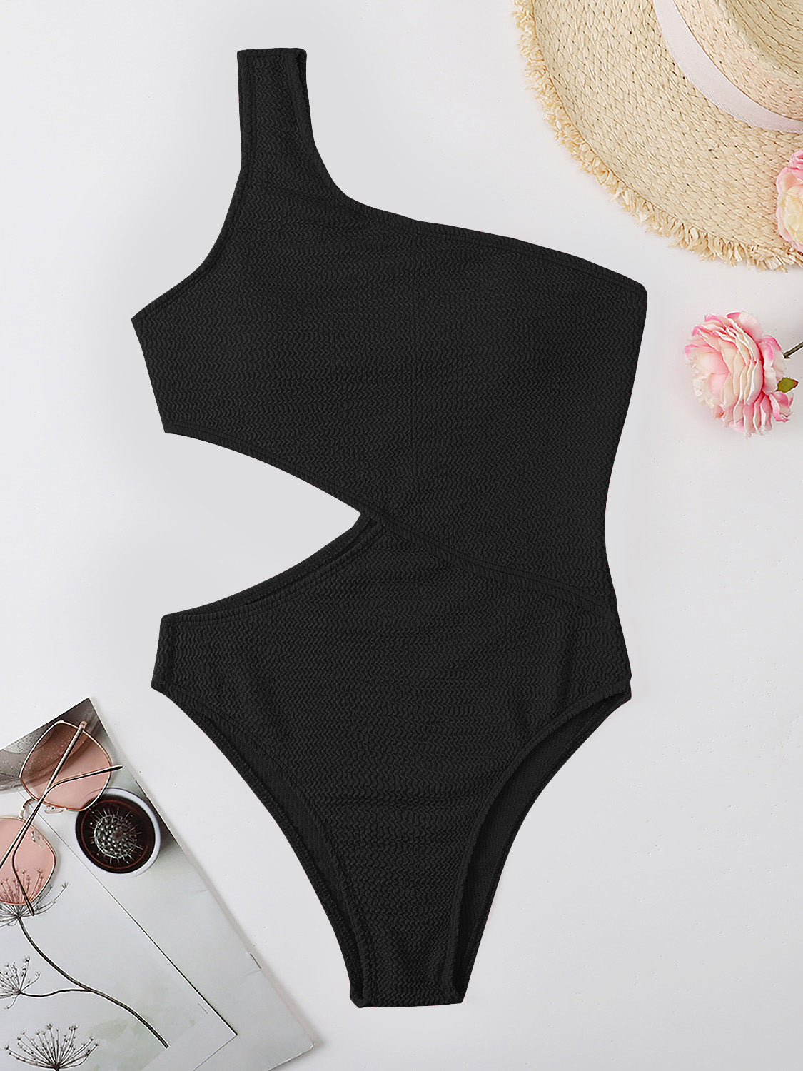 Cutout One Shoulder One-Piece Swimwear Southern Soul Collectives