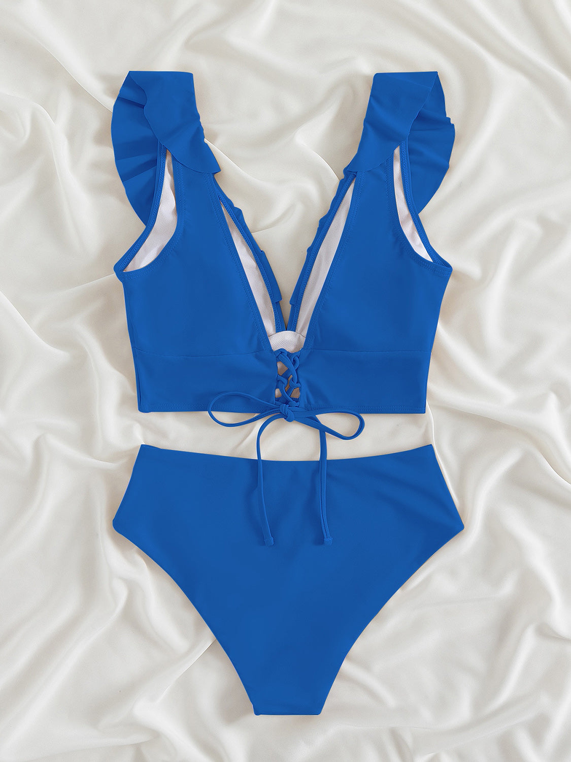 Ruffled V-Neck Sleeveless Two-Piece Swim Set in Mulltple Colors Southern Soul Collectives