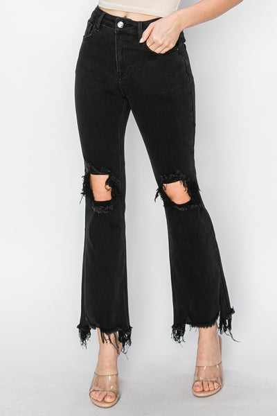 RISEN Distressed Raw Hem Jeans with Pockets in Black Southern Soul Collectives