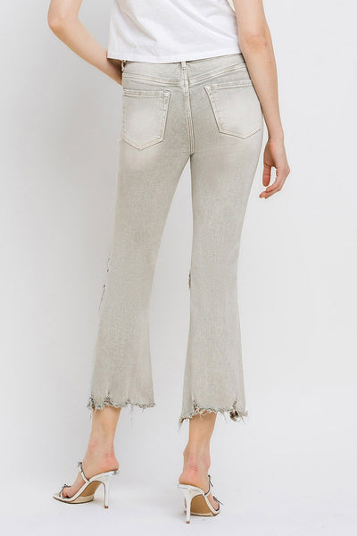 Lovervet Distressed Raw Hem Cropped Flare Jeans Southern Soul Collectives