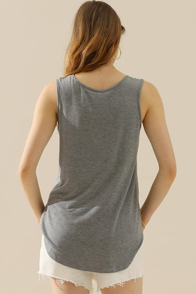 Your Everyday V-Neck Curved Hem Tank Top in Multple Colors Southern Soul Collectives