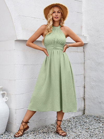 Swiss Dot Grecian Neck Midi Dress Southern Soul Collectives