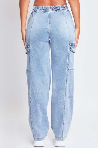 YMI Jeanswear High-Rise Straight Cargo Jeans in Light Wash Southern Soul Collectives