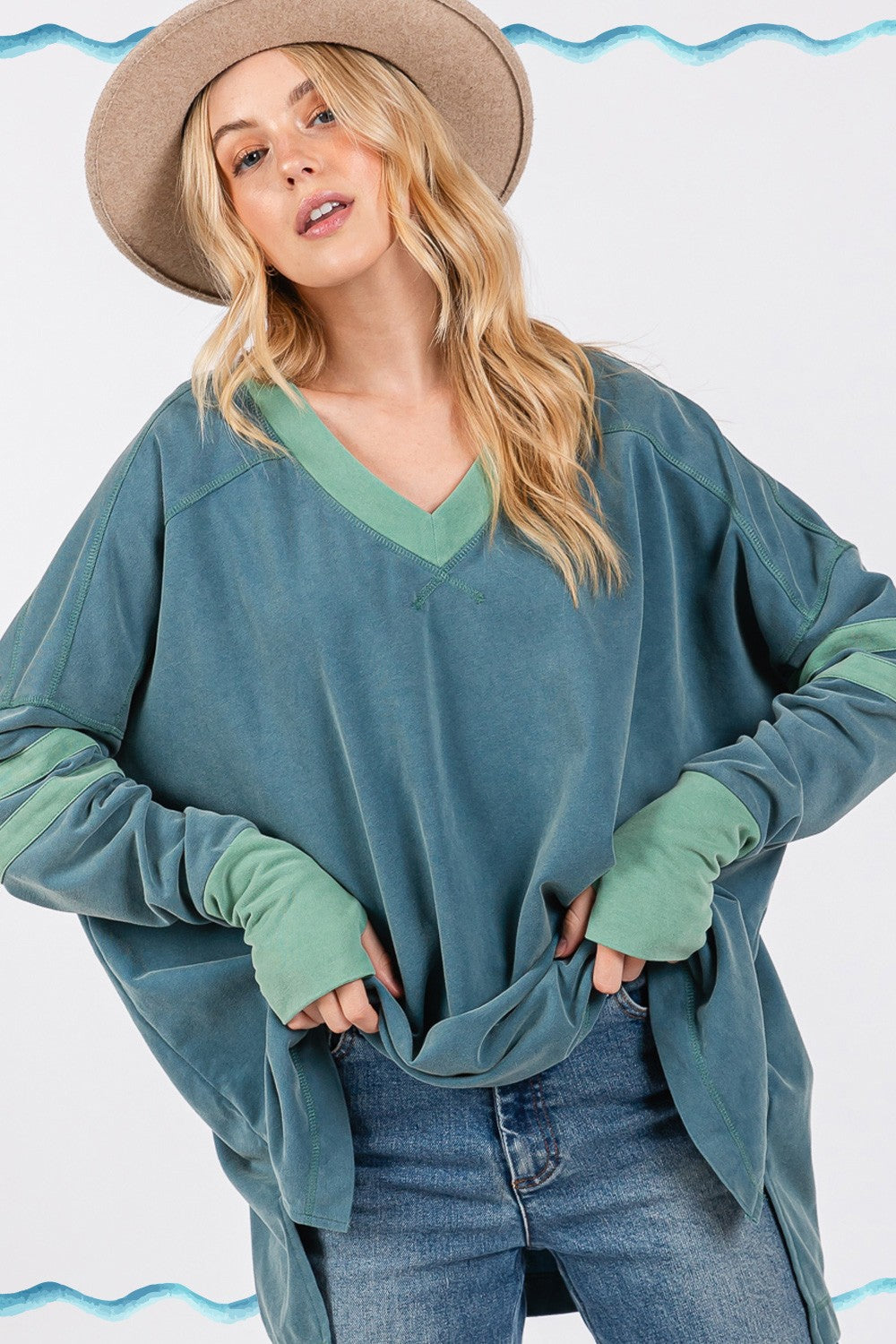 SAGE + FIG Mineral Wash Side Slit Contrast Top Southern Soul Collectives