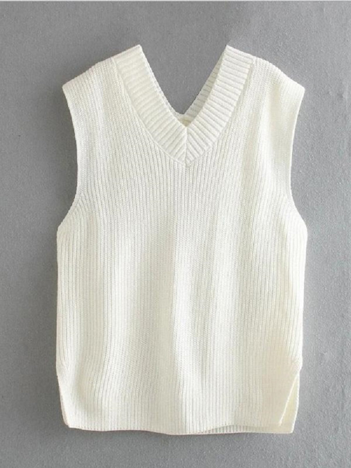 Ribbed V-Neck Sleeveless Sweater Vest Southern Soul Collectives