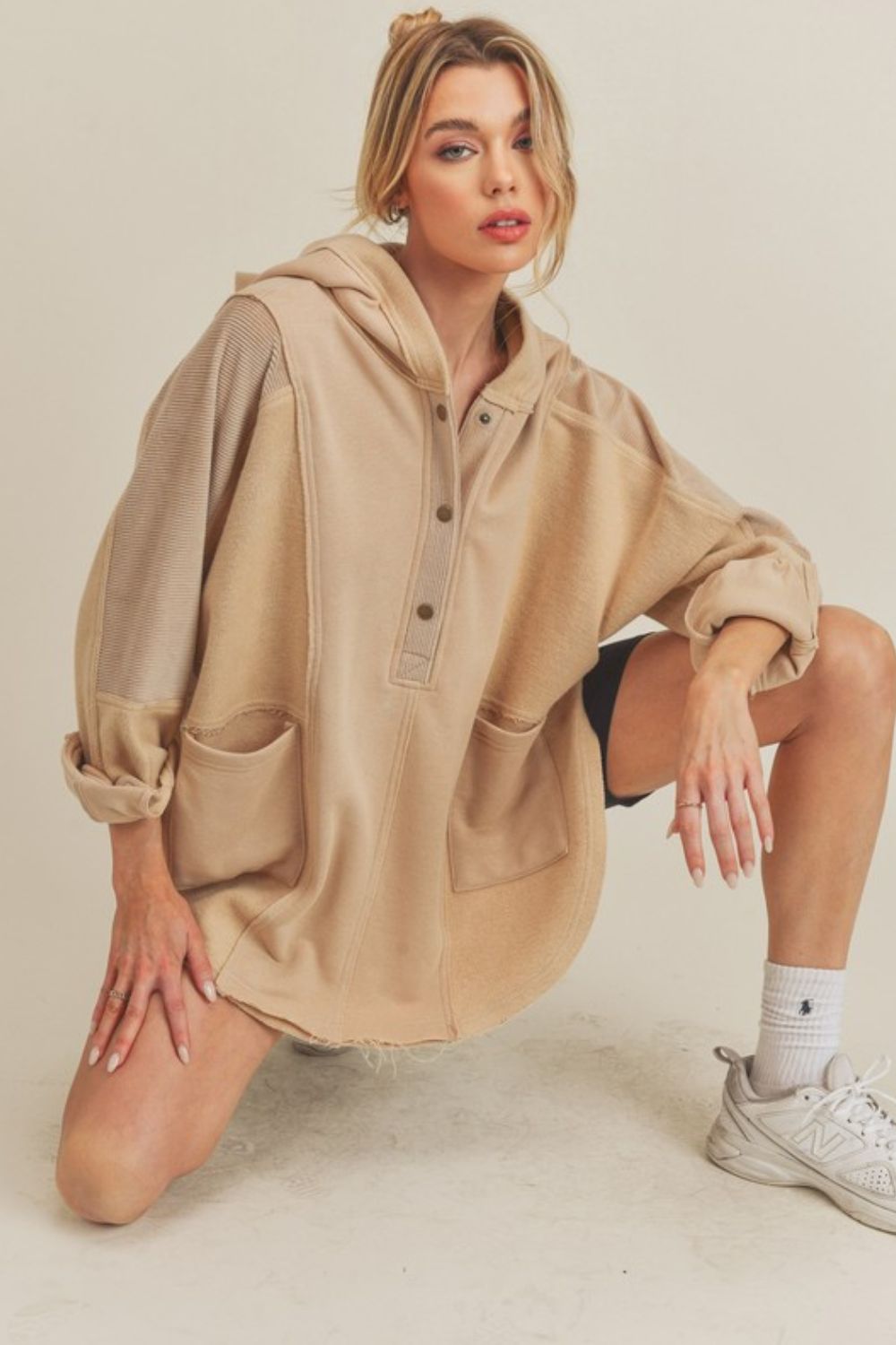 Aemi+Co Slit Half Snap Oversize Hoodie Southern Soul Collectives