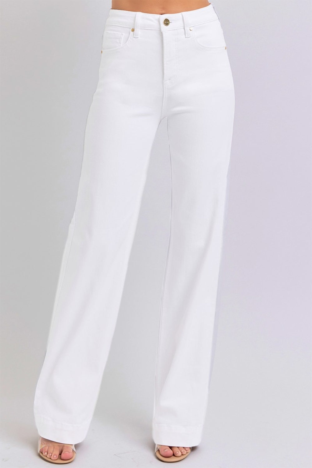 RISEN High Waist Straight Jeans in White Southern Soul Collectives