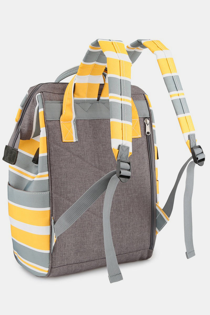 Stepping Out Striped Waterproof Nylon Backpack Bag with Side Pockets Southern Soul Collectives